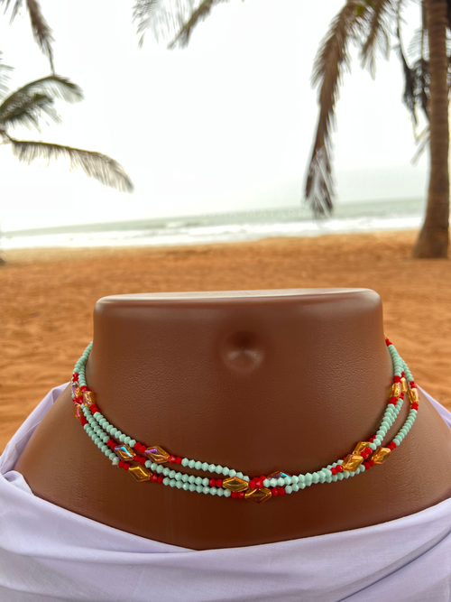 AMINAH - Turquoise Blue, Red & Orange