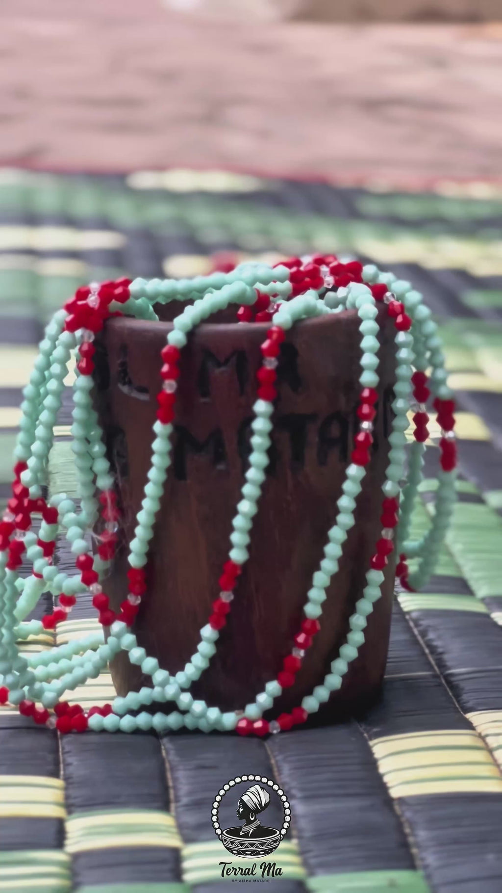 AMINATOU - Turquoise Blue, Red & Silver